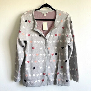 Cj Banks Heart knit cardigan sweater button up long sleeve spring shirt size 14